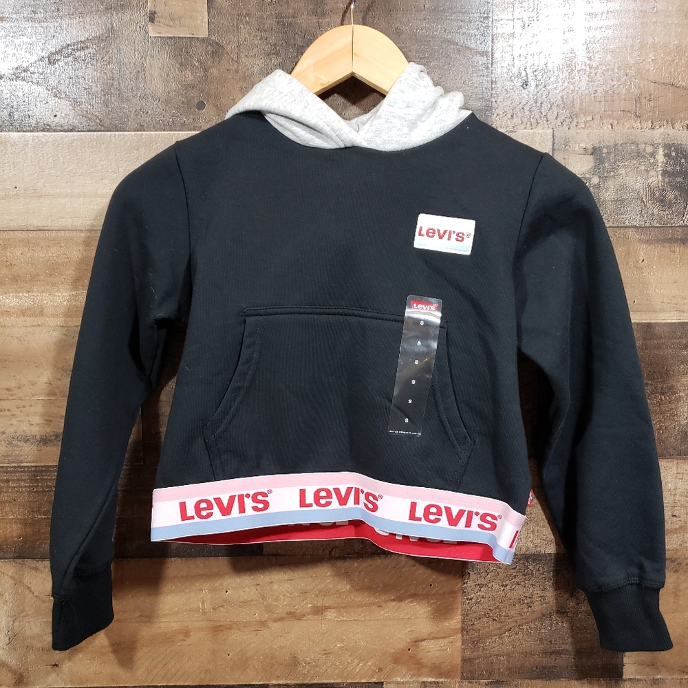 Levi's logo waistband slightly‎ cropped hoodie sweatshirt girls size 8-10 years